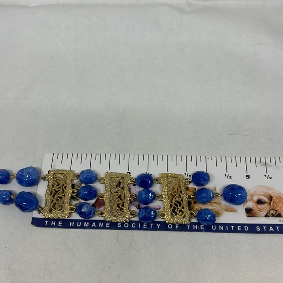 Pretty vintage blue bead, Art Deco style necklace - Picture 12 of 12